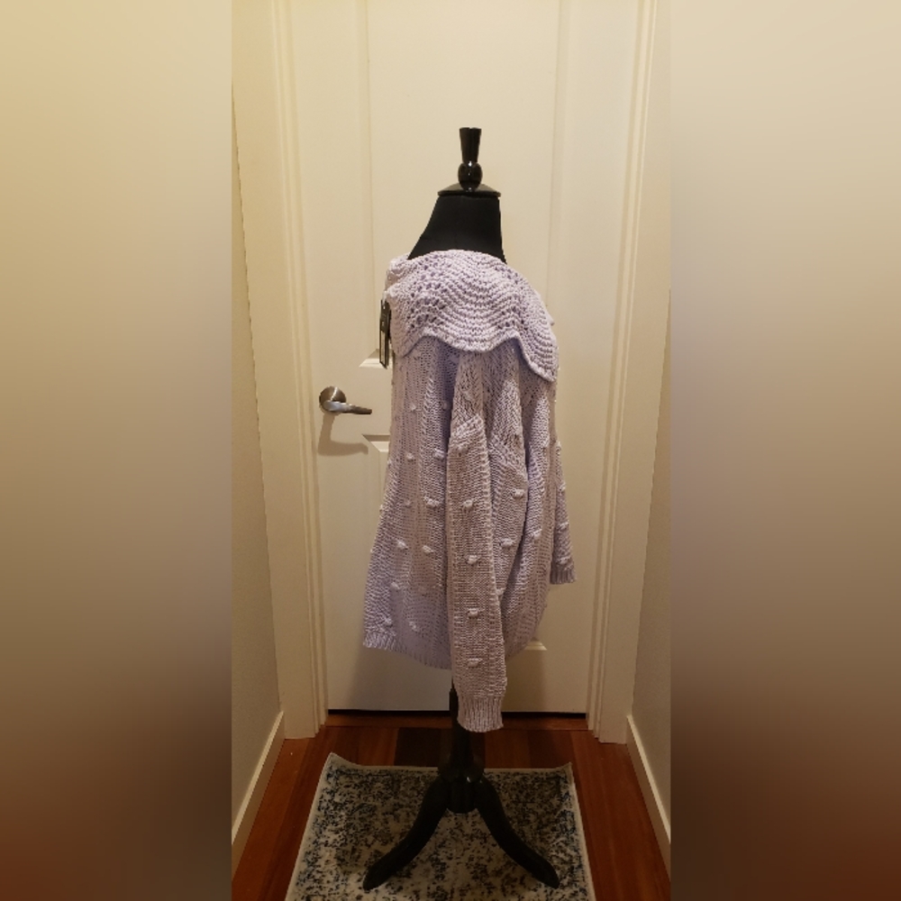 Sandy Liang (For Target) Off-the-Shoulder Lavender Sweater - Picture 4 of 12